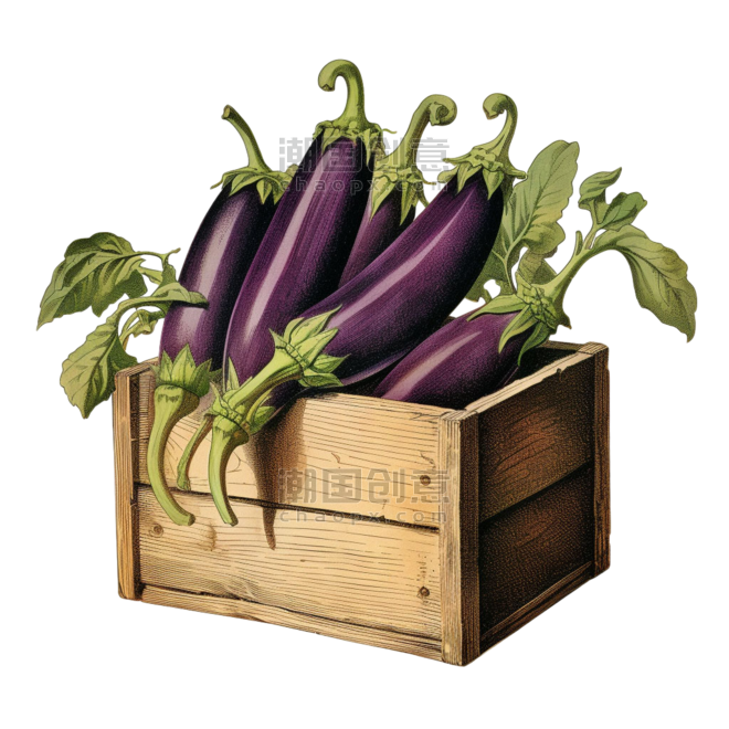 创意简约紫色茄子蔬菜农作物果实元素免抠图案