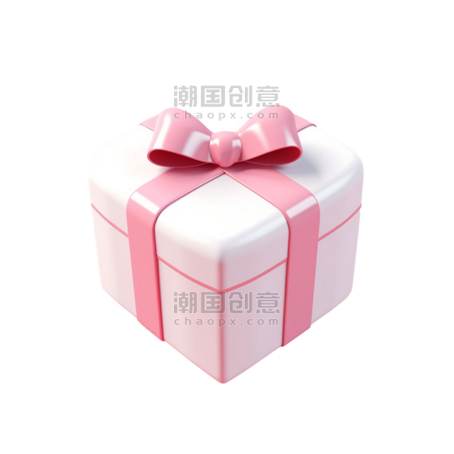 情人节粉色创意简洁精致礼盒元素免抠图案