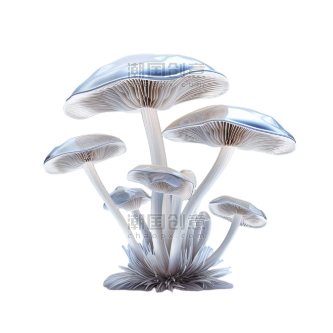 创意真实银色蘑菇元素免抠图案蔬菜农作物童话植物