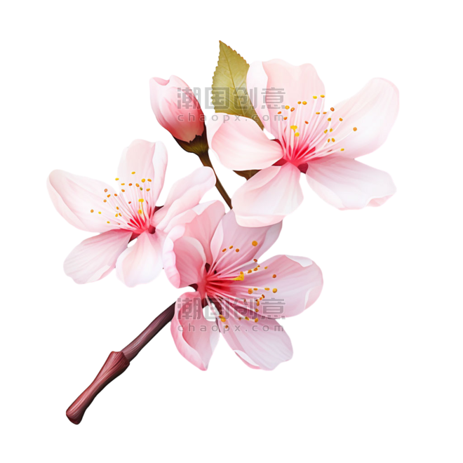 春天植物花朵樱花创意简约美丽梅花元素免抠图案