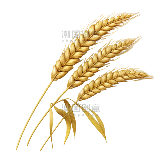 小麦丰收农作物创意简单黄金麦穗元素免抠图案