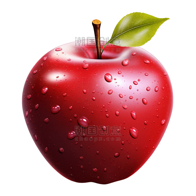 创意质感红苹果水果元素免抠图案