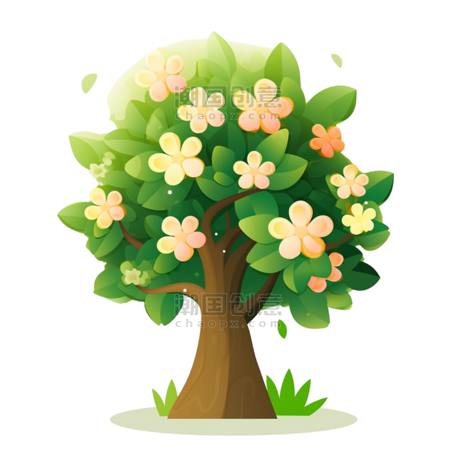 创意春天植树节植物卡通手绘绿色树木35设计图