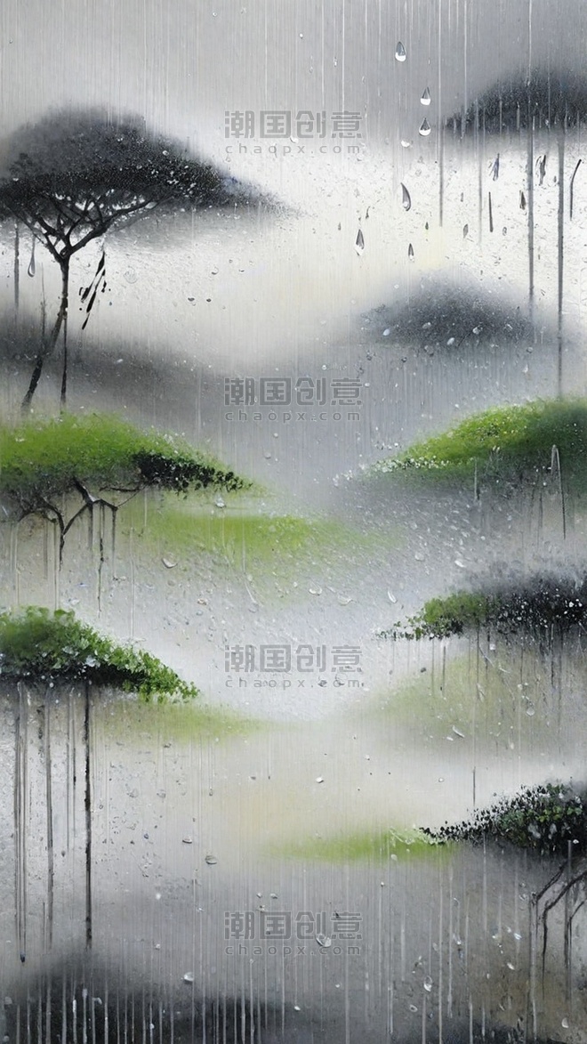 创意弥散朦胧清明节清新春天雨中风景背景图片