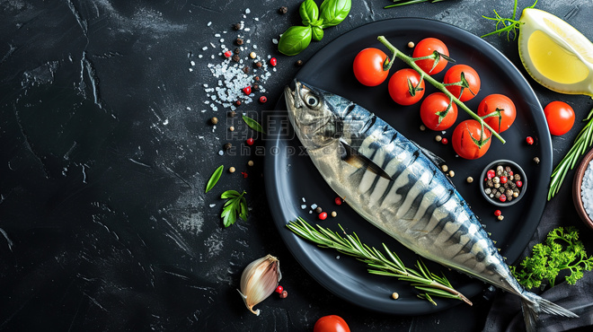 创意秋刀鱼海鲜美食煎鱼设计生鲜餐饮摄影