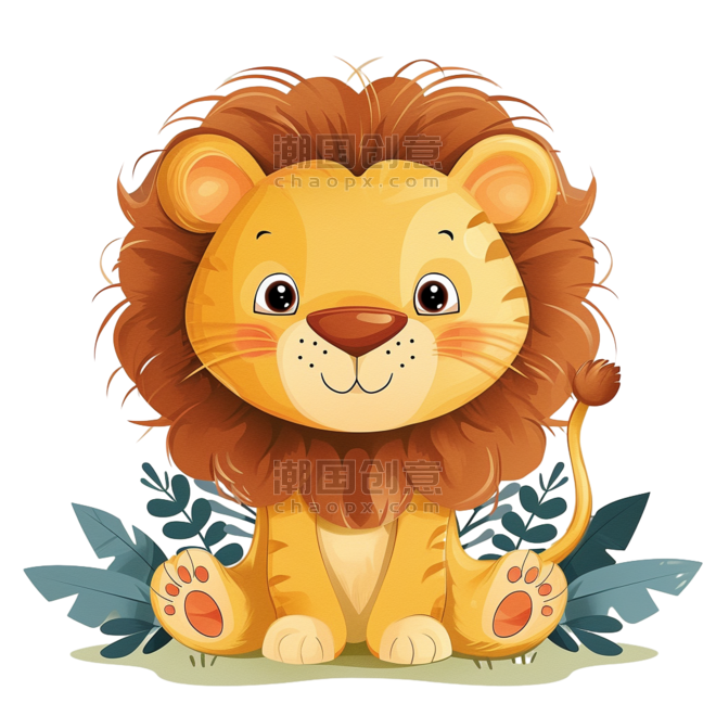 创意手绘可爱狮子免抠卡通元素