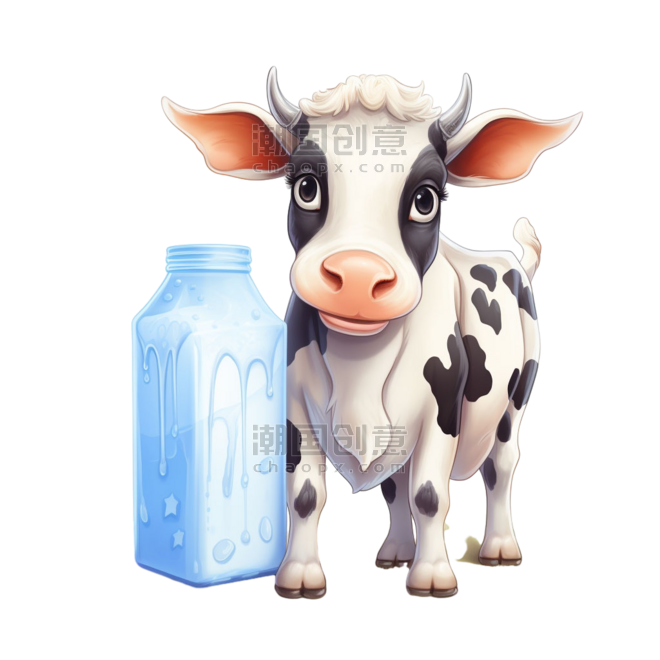 乳制品牛奶牧场元素免抠图案
