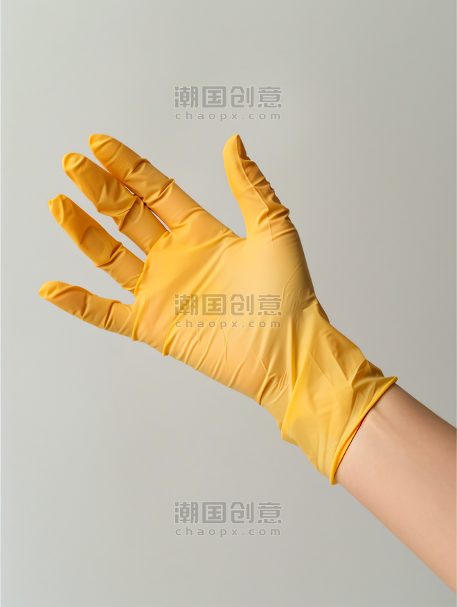 创意戴着手套的研究人员手部护理打扫清洁人员