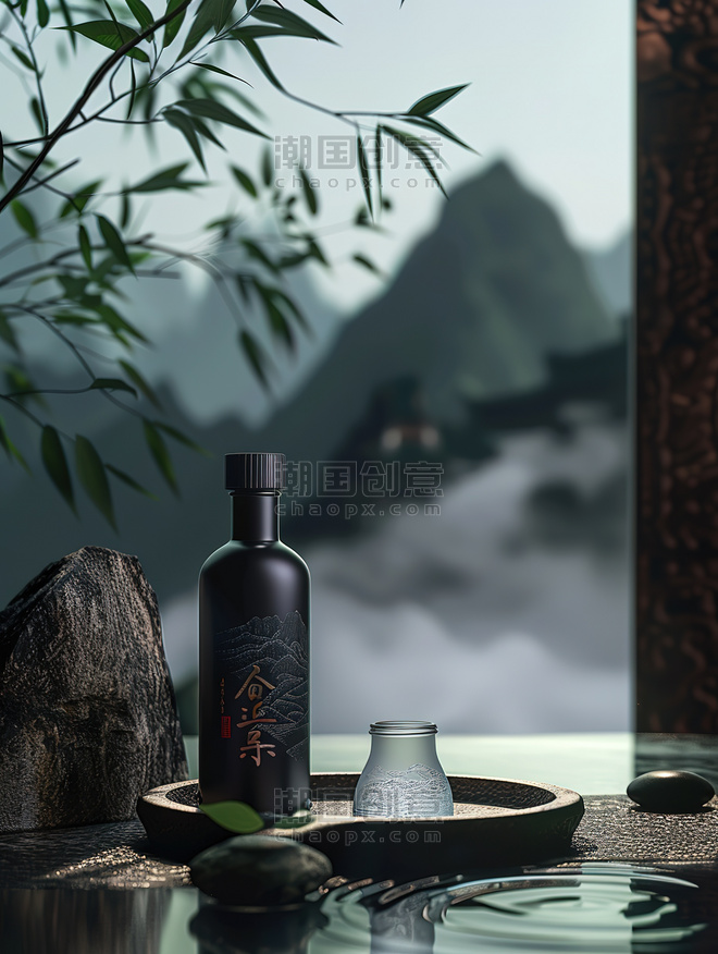 创意酒水瓶子雅致清明节中国风中式产品摄影高清摄影图