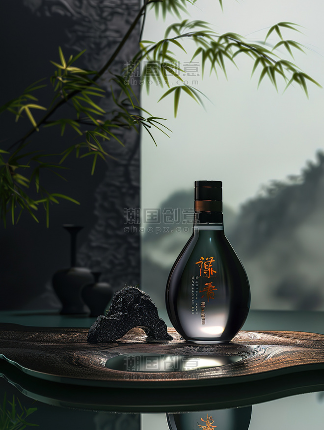 清明节中国风中式酒水瓶子雅致产品摄影摄影配图