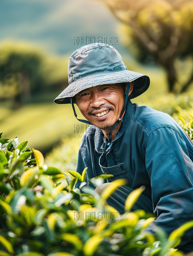 创意茶园的园丁在采茶人物农民摄影图