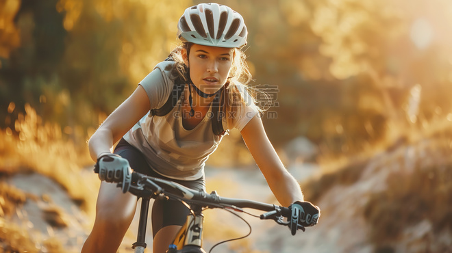 创意骑行户外阳光美女运动骑车的摄影9照片