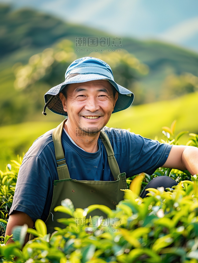 创意人物农民茶园的园丁在采茶摄影照片