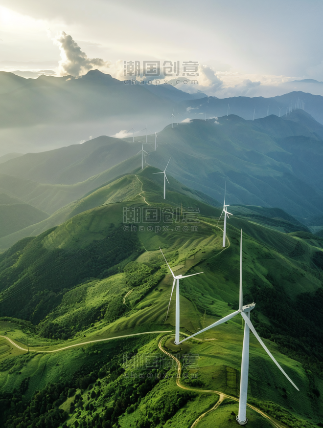 创意东白山山顶风电场风力发电新能源环保