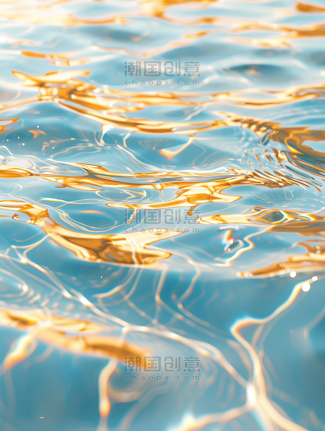水波纹桌面壁纸创意金色上的蓝色波浪背景素材