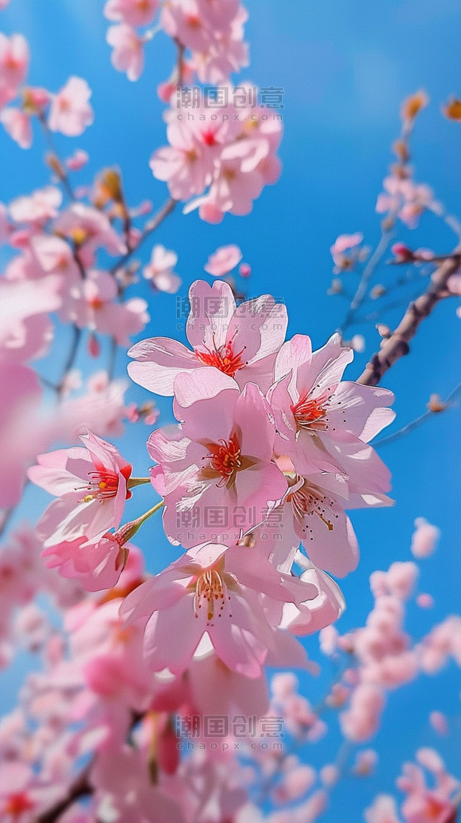 创意照片摄影图粉色樱花写真植物花卉