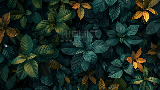 创意深色植物彩色夏天阳光树叶纹理叶片景色的背景13
