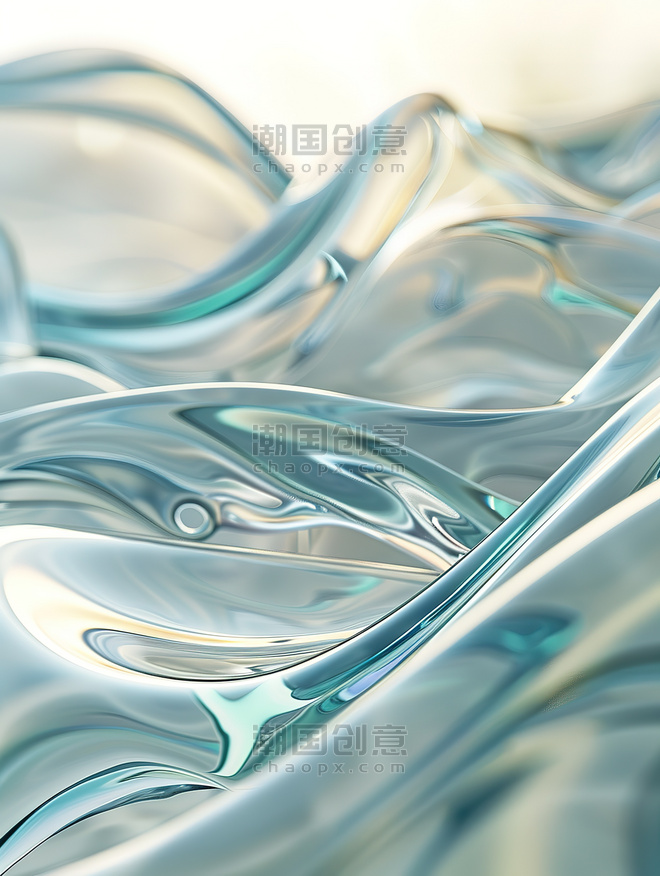 创意蓝绿色玻璃材料艺术线条抽象背景图