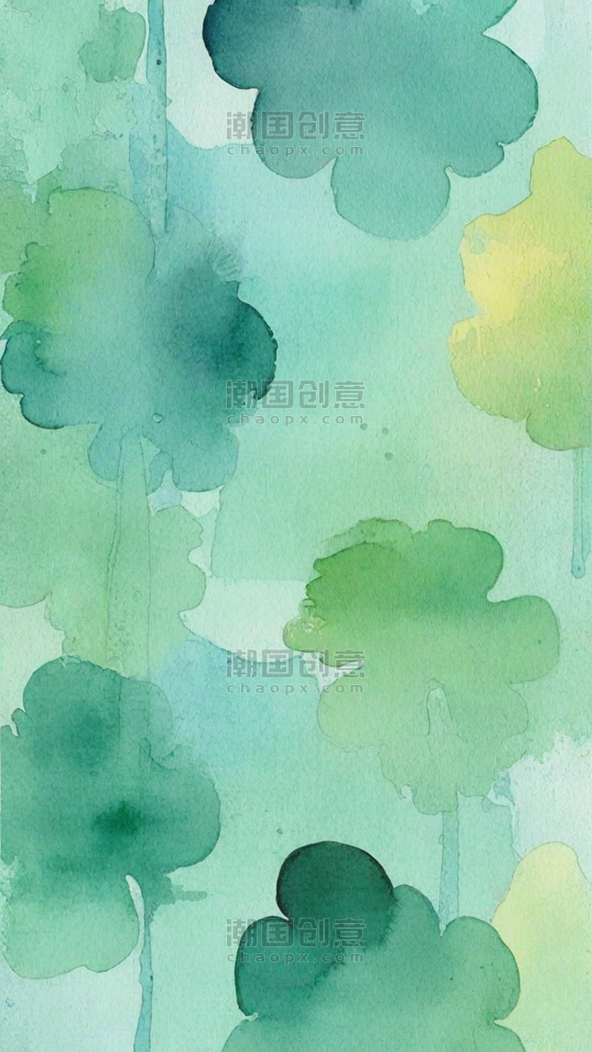 创意清新春天浅青色浅绿色波纹水彩抽象纹理设计图