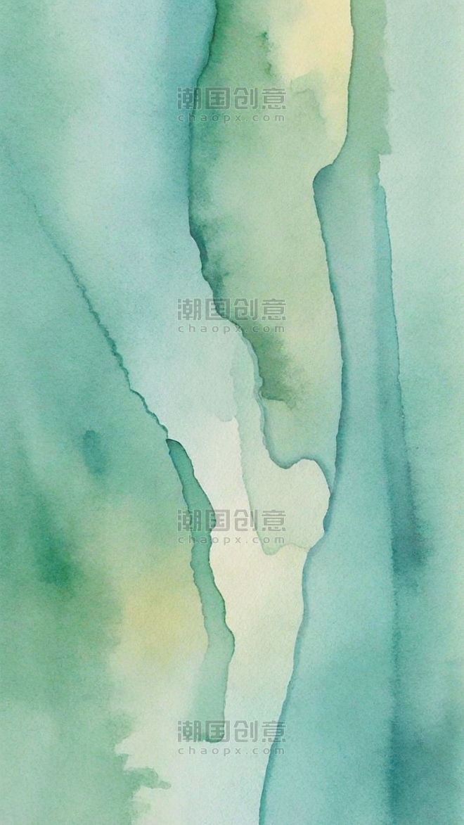 创意清新春天浅青色浅绿色波纹水彩抽象纹理素材