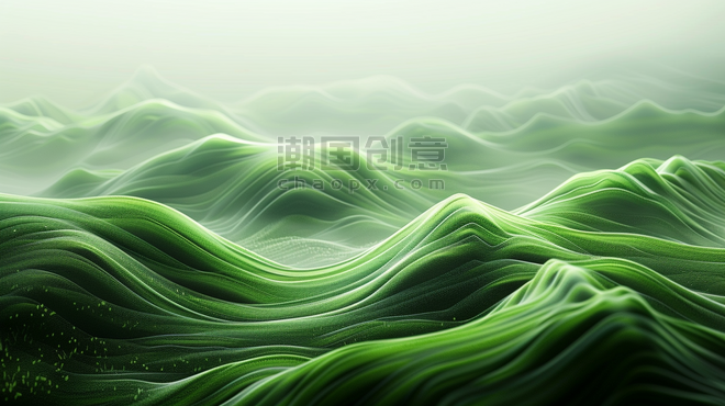 创意绿色渐变纹理山坡山脉的抽象空境背景5