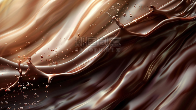 创意巧克力波浪状液体丝滑背景图