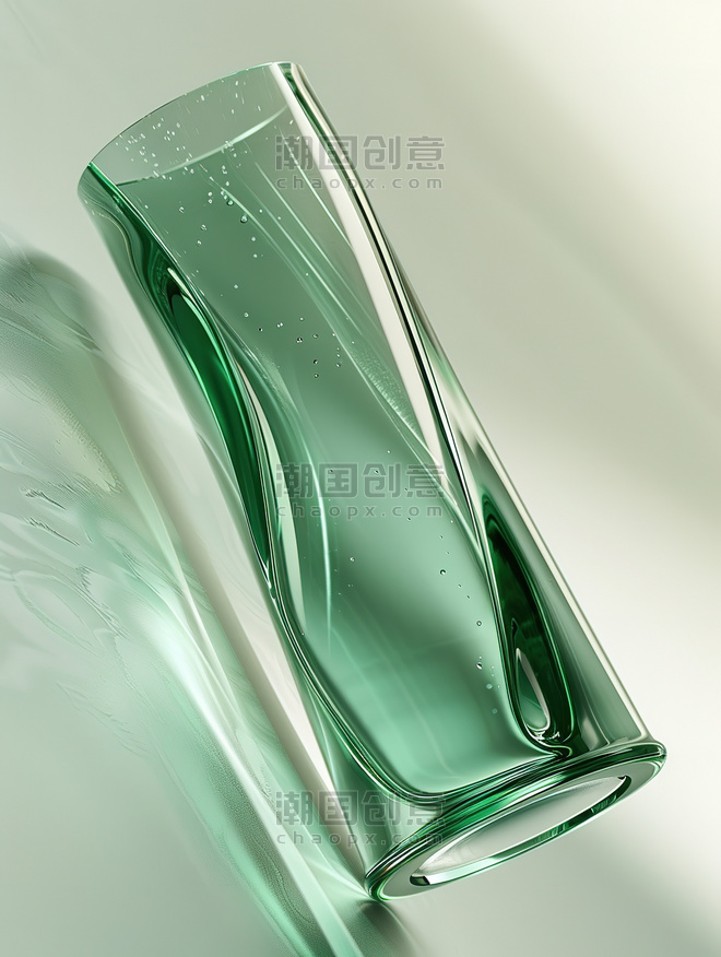 创意绿色玻璃迎风飘扬抽象背景