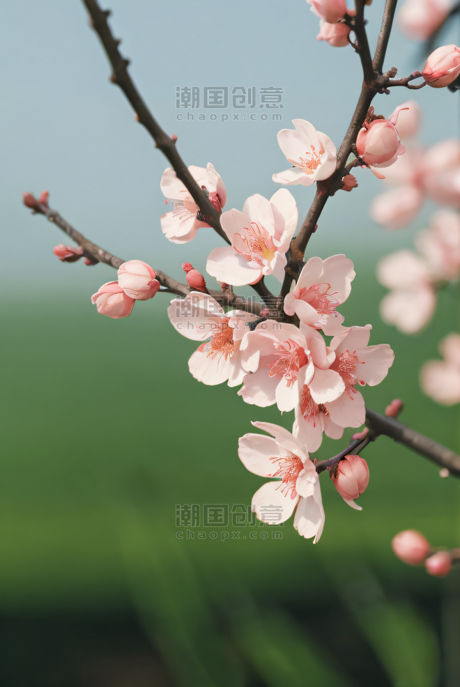 创意植物春天桃树上的桃花摄影照片