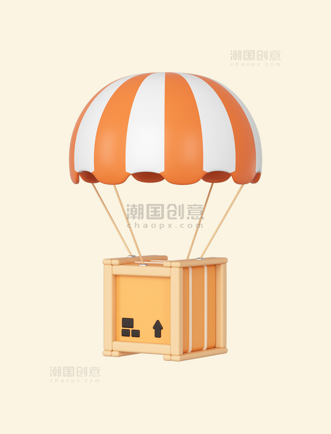 立体热气球航空运输交通物流飞机空运降落伞空投快递