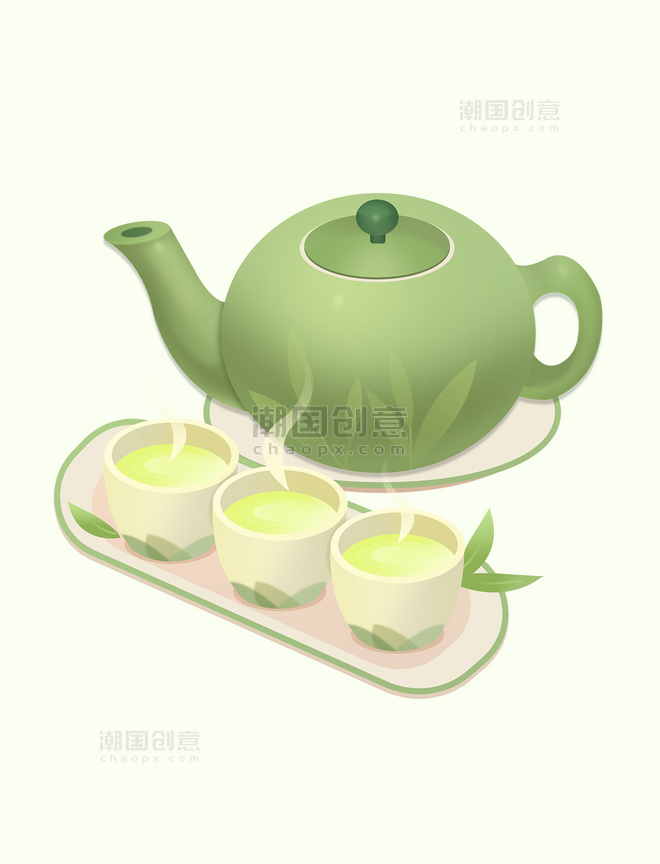 春天春茶茶壶茶叶茶水元素