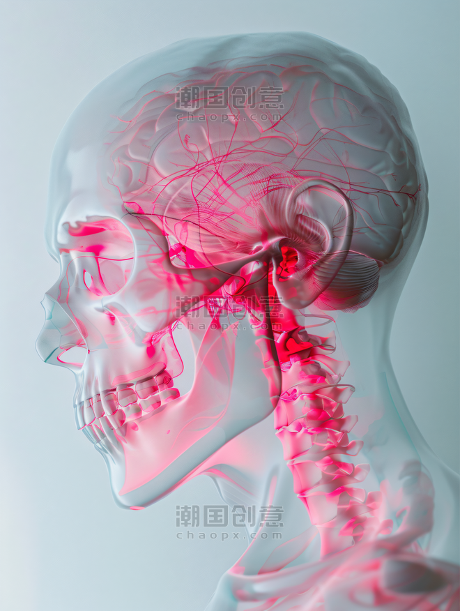 创意三叉神经痛医疗透视人体头部健康照片
