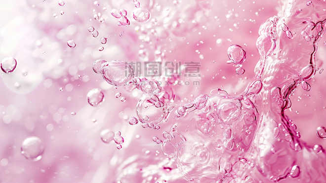 创意商务美业美容粉色液体气泡简约纹理背景15
