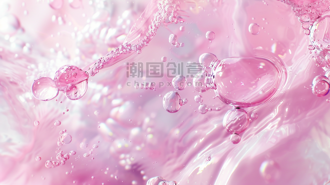 创意粉色液体气泡简约纹理美业水面医美背景2