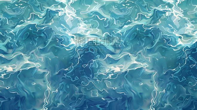 创意手绘水面波浪大海微光粼粼清澈水池的背景8