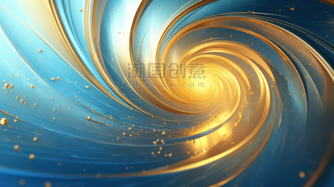 金色蓝色水波旋转抽象螺旋金色蓝色漩涡商务科技15