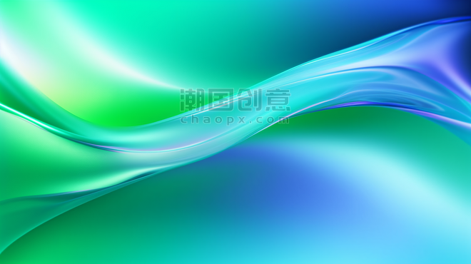 创意C4D商务科技蓝色绿色动态水波纹理混流体液体抽象背景14