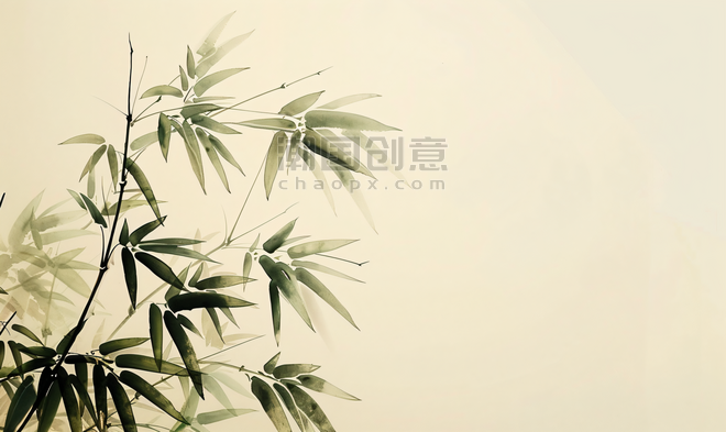 创意古典书法竹简组合中国风水墨竹林
