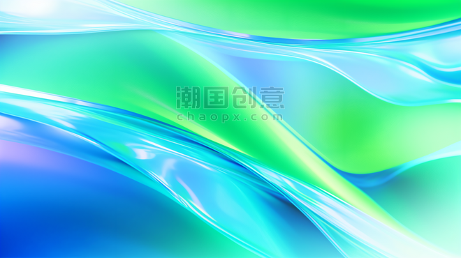 创意C4D动态水波纹理混流体液体抽象大气企业科技商务渐变绿色蓝色背景18