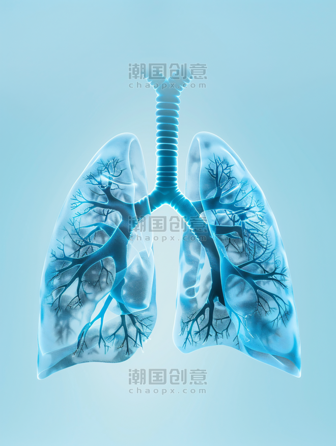 医疗健康疾病透视打坐蓝色肺部健康呼吸内科