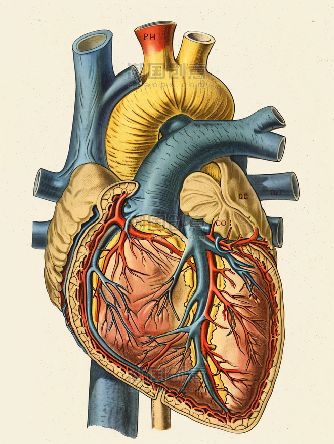 医疗健康人体器官心脏急性心肌梗死医疗插画示意图