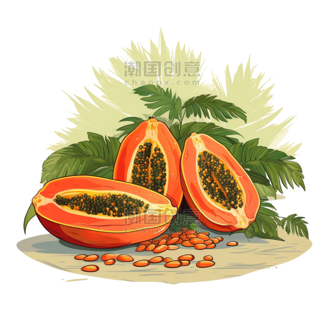 热带水果木瓜免抠图案