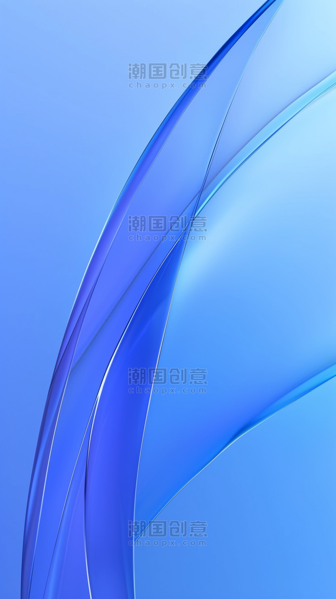 创意大气商务美业科技流体清透蓝色3D渲染流动变幻的玻璃色彩背景