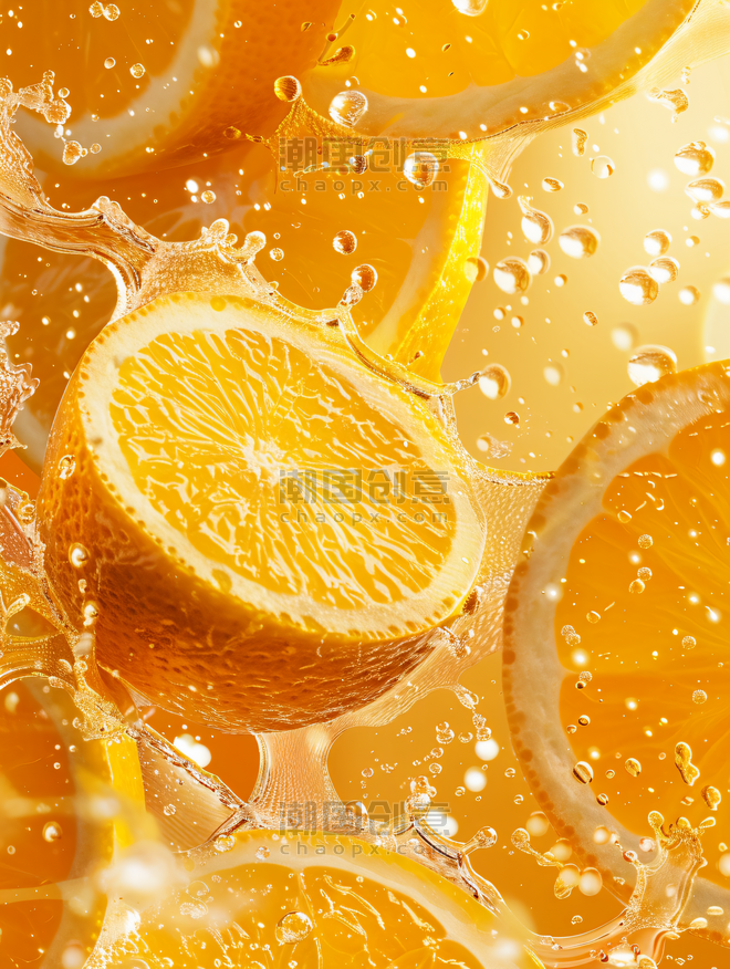 创意橙汁橘子夏天清凉橙色水果生鲜