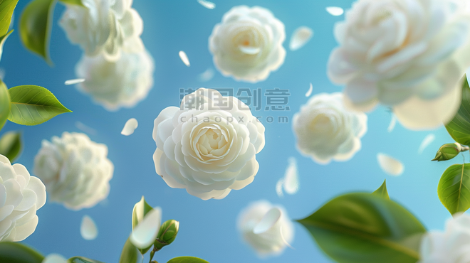 白色花朵清新淡雅浪漫唯美清新花朵茉莉花背景
