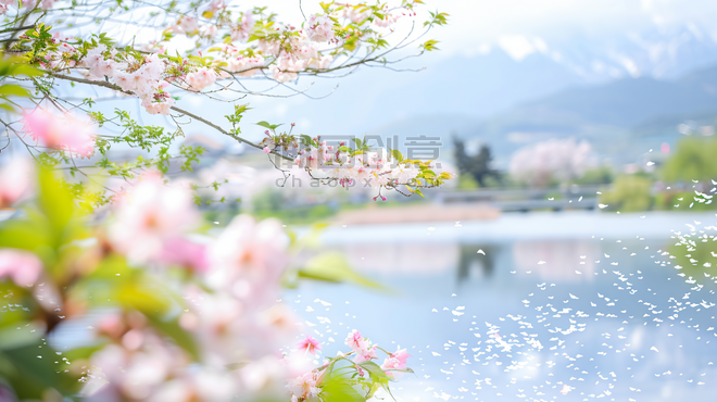 创意春天樱花树樱花桃花浪漫清新风景照片