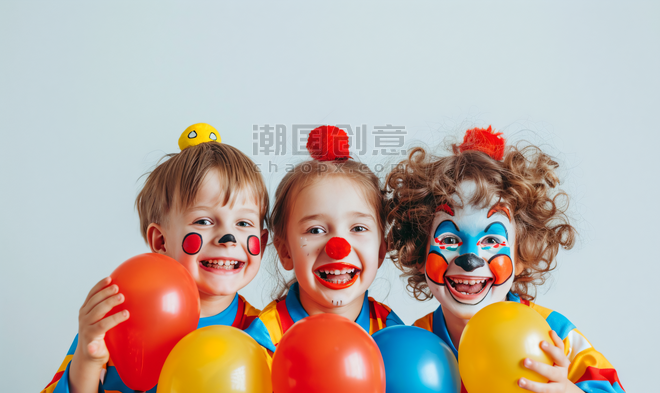 创意愚人节小丑孩子节日配图儿童节儿童