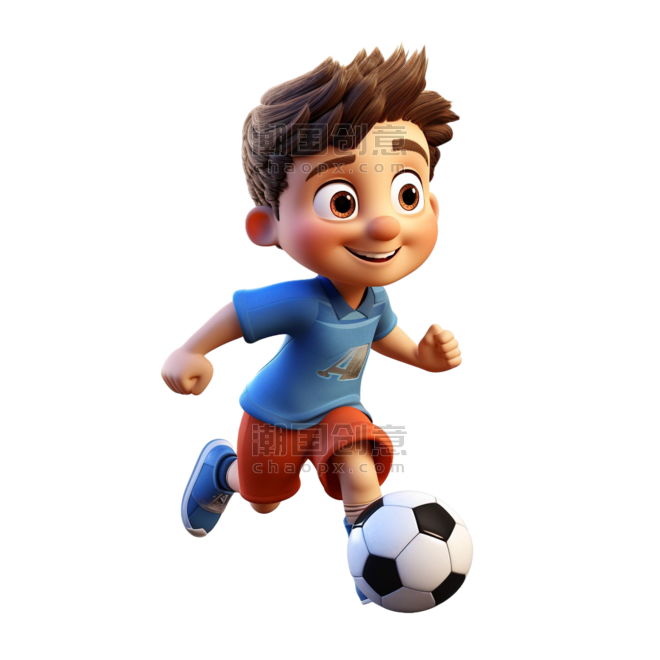 卡通足球男孩运动体育人物人像元素免抠图案