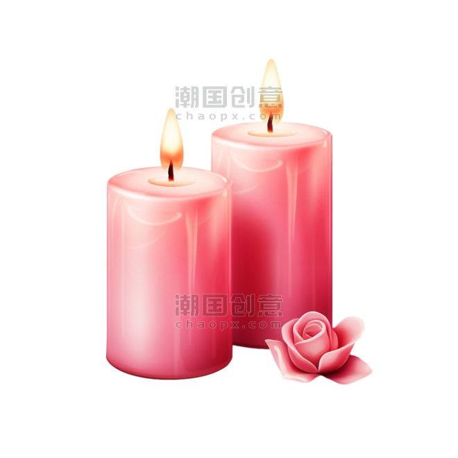 创意浪漫唯美粉色蜡烛种类元素免抠图案