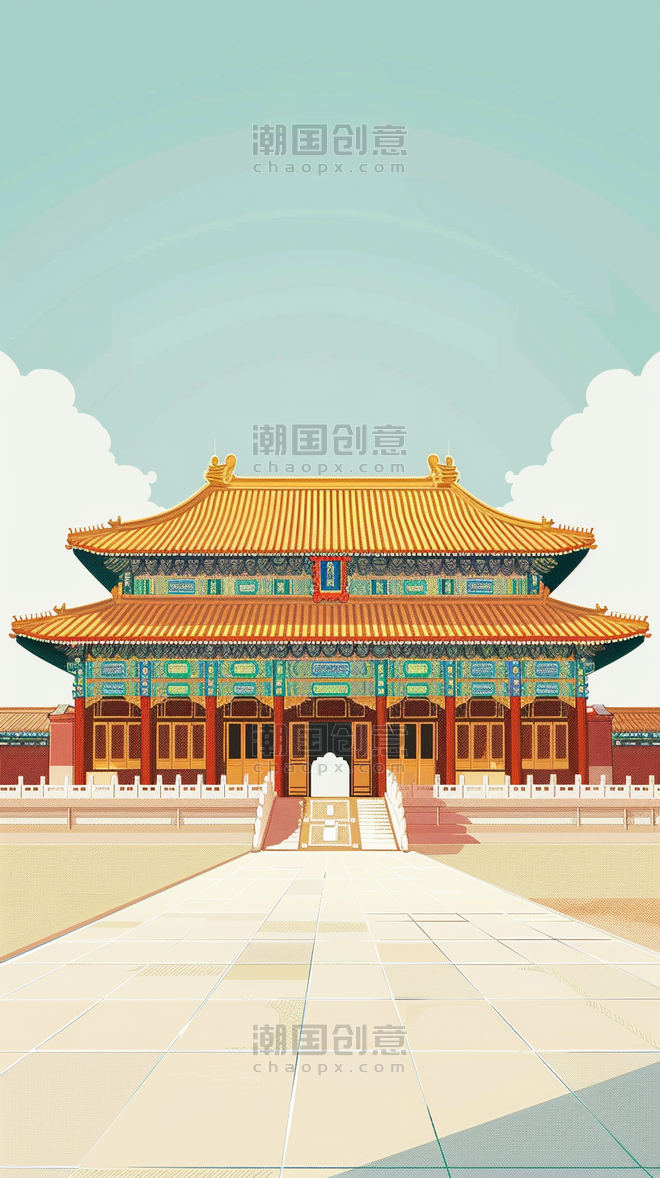 创意国风语文课本封面北京故宫地标简约故宫建筑背景