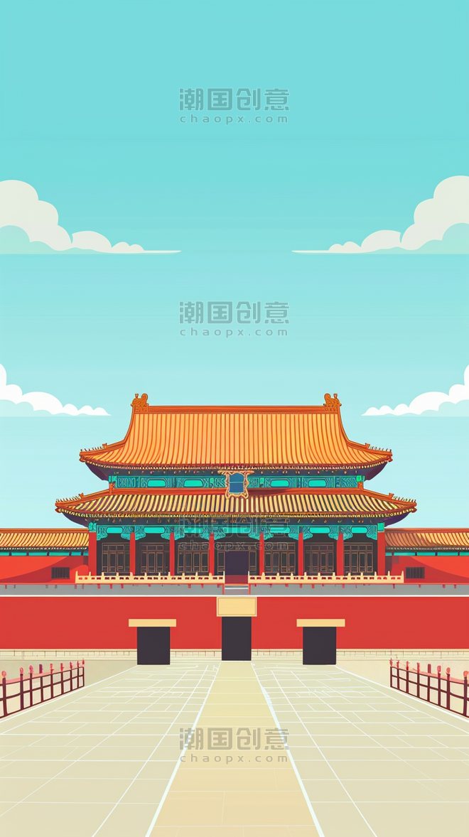 创意国风语文课本封面故宫建筑北京故宫地标简约背景